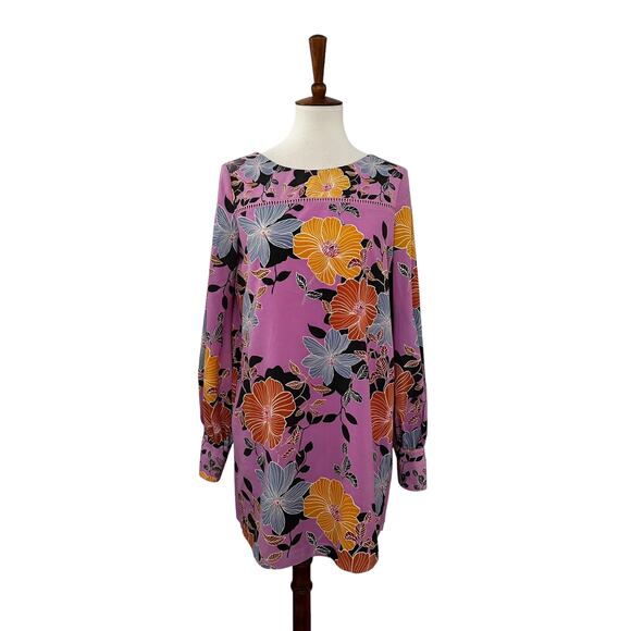 French Connection Dresses & Skirts - French Connection Womens Floral Shift Dress Cuffed Sleeve 6